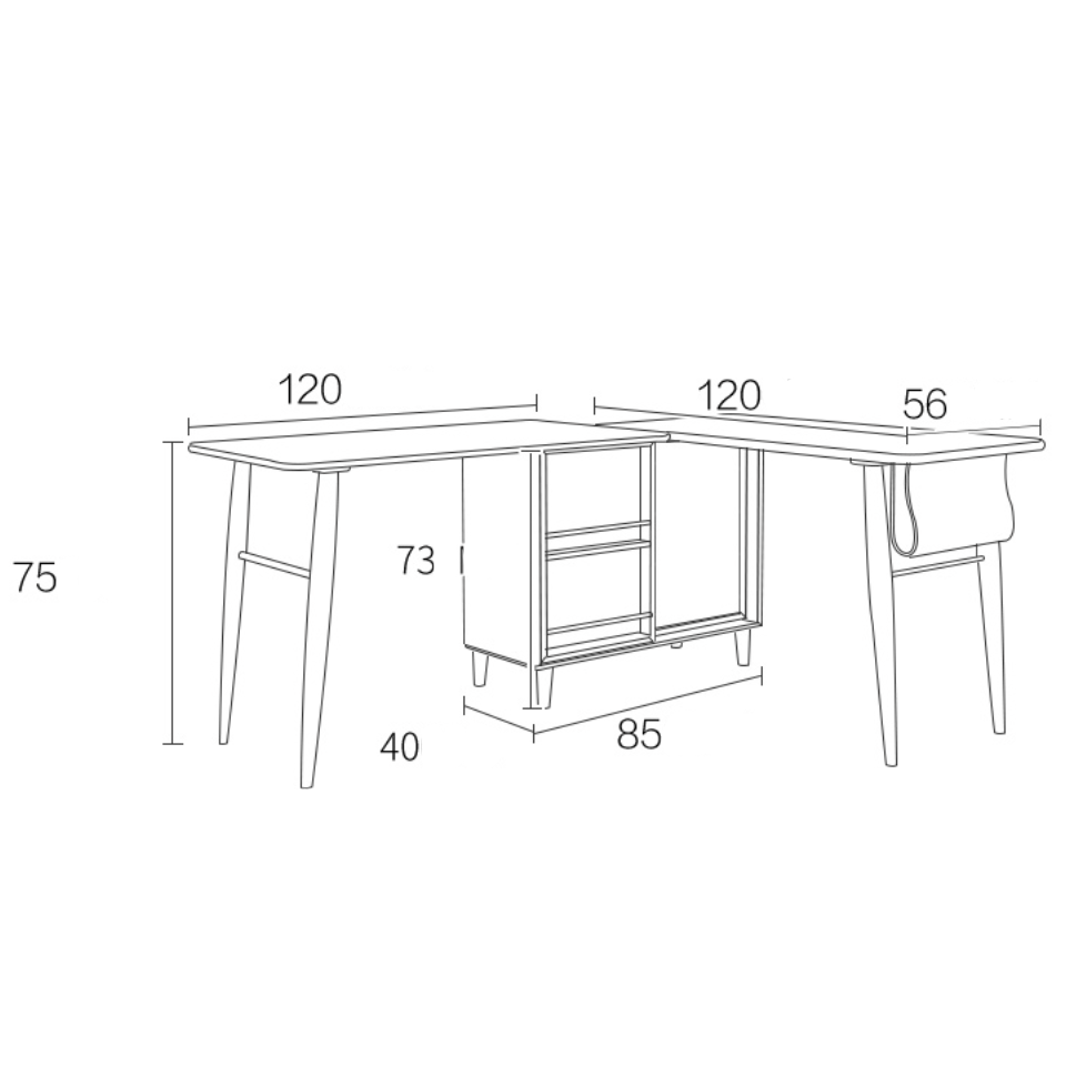 مكتب خشبي مع وحدة تخزين