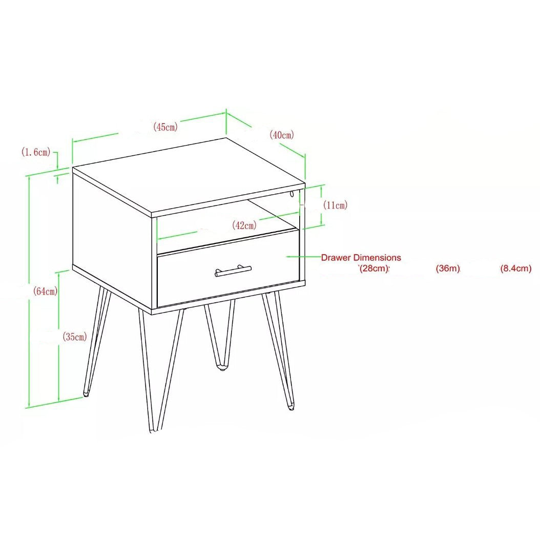 كومودينو خشبي بارجل معدني