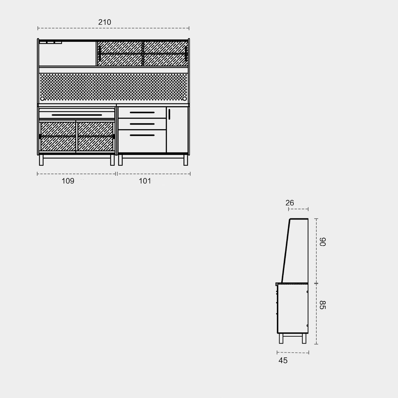 بوفيه طعام فاخر بادراج تخزين
