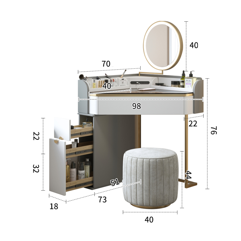 طاولة تزيين مع وحدة تخزين