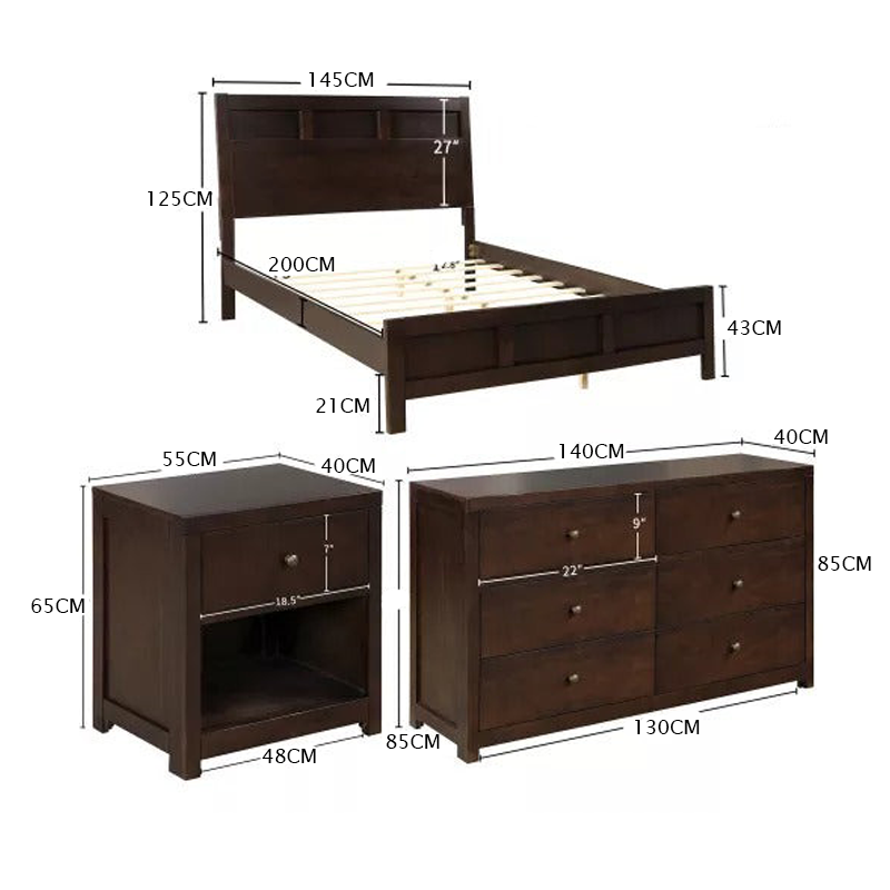 غرفة نوم مكونه من سرير و 2 كومودينو و خزانة جانبية