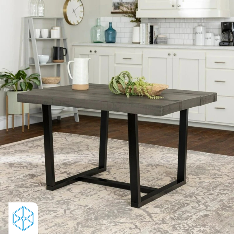 طاولة طعام خشب وأرجل معدنية