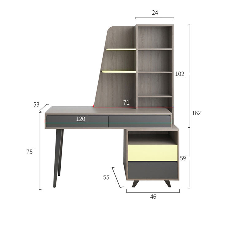 مكتب بأرفف متعددة