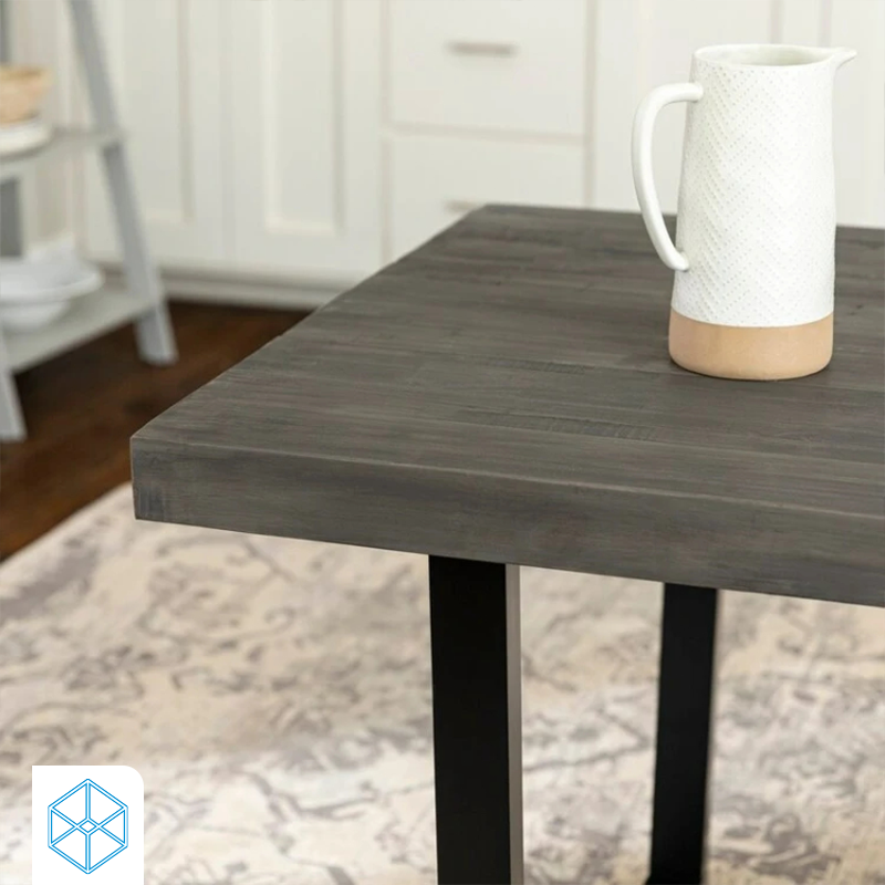 طاولة طعام خشب وأرجل معدنية