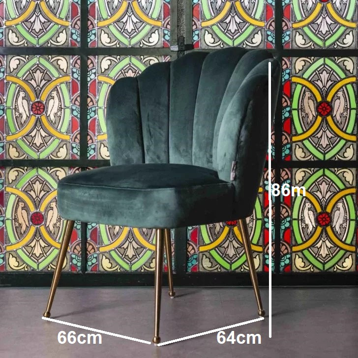 كرسي طعام مخملي أخضر