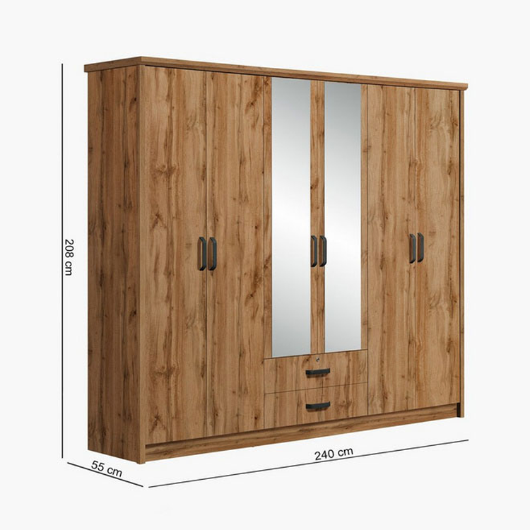 غرفة نوم مكون من سرير و دولاب و تسريحة بمرأه مع 2 كومودينو