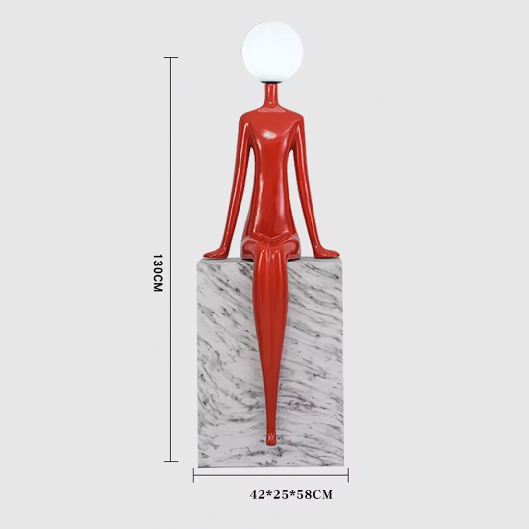 مصباح نحت من الألياف الزجاجية على شكل إنسان