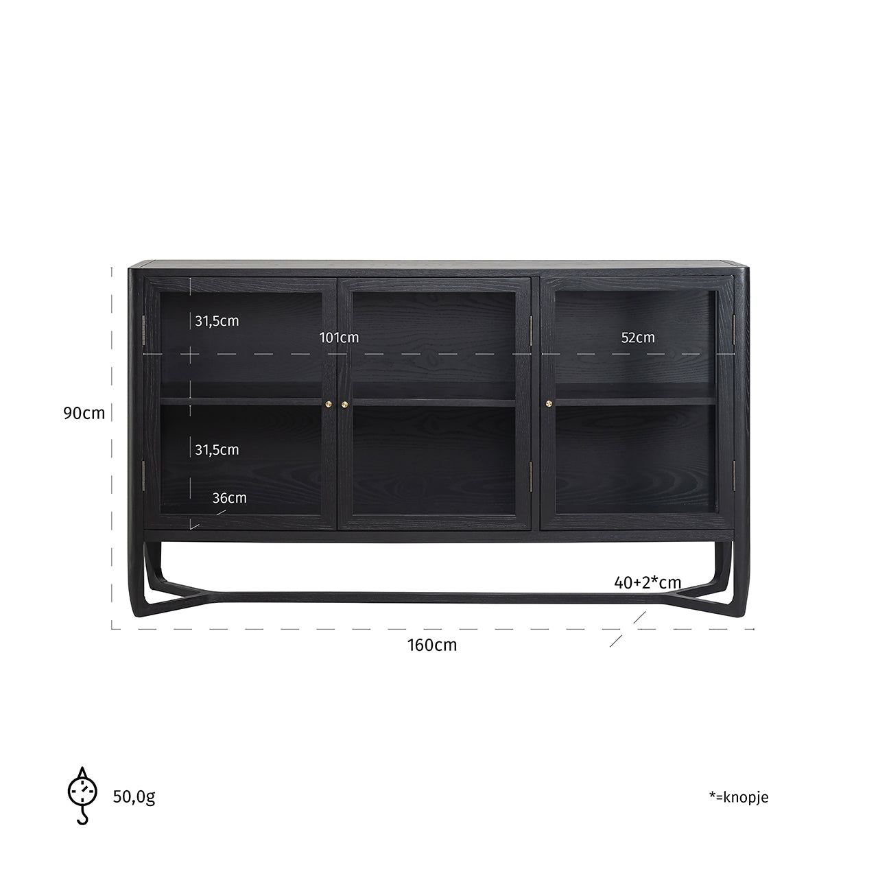 خزانة جانبية من الخشب الطبيعي