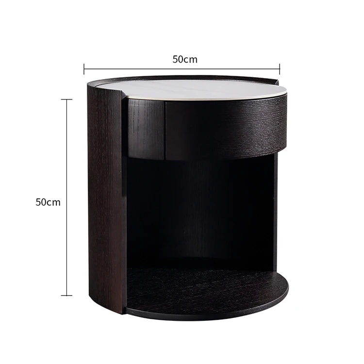 طاولة جانبية دائرية بمساحة تخزين