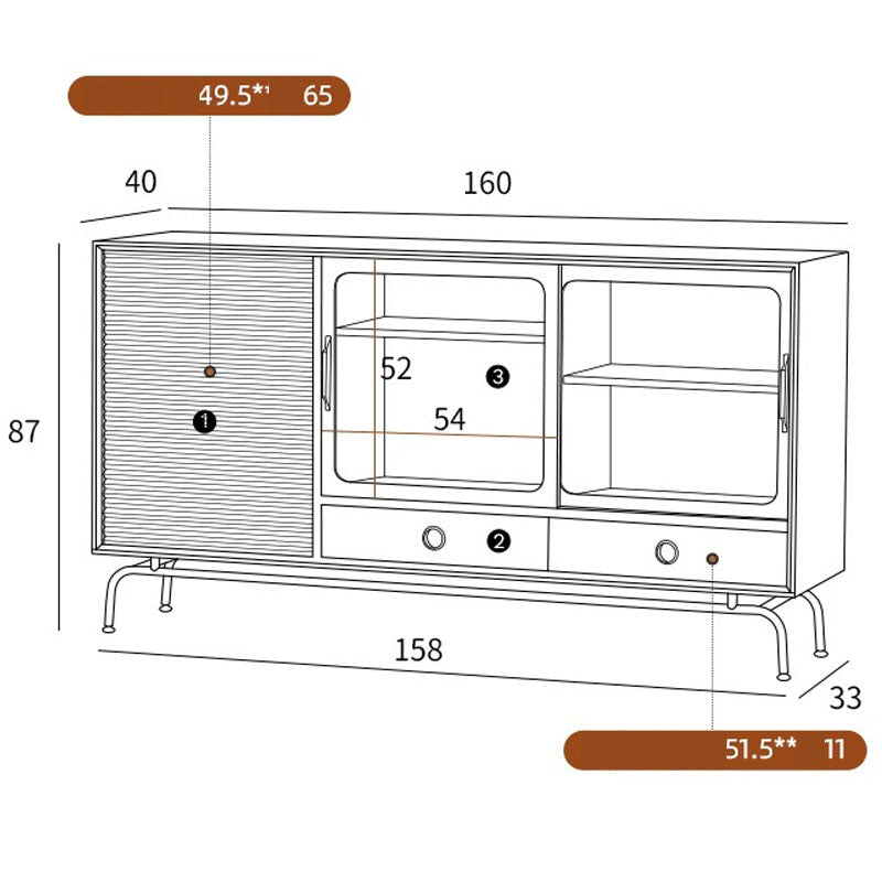 بوفيه بادرج و ارفف متعددة بارجل معدني