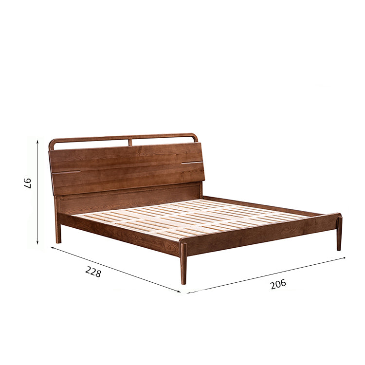 سرير خشبي بني عصري