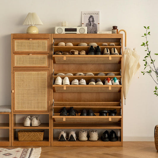 خزانة احذية و مقعد من روطان حديث