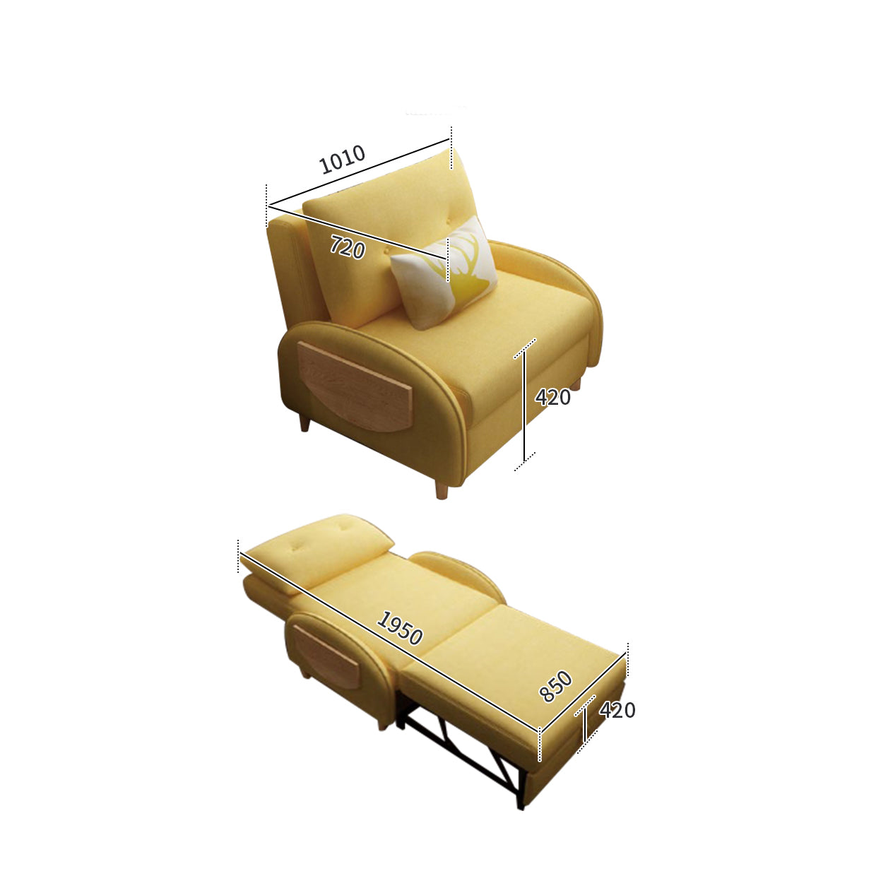 تصفح الان كرسي كنبة قابل للتمدد باللون الأصفر اونلاين | بيوت