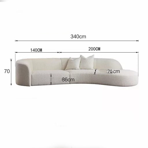 كنبة زاوية من القماش بتصميم منحني