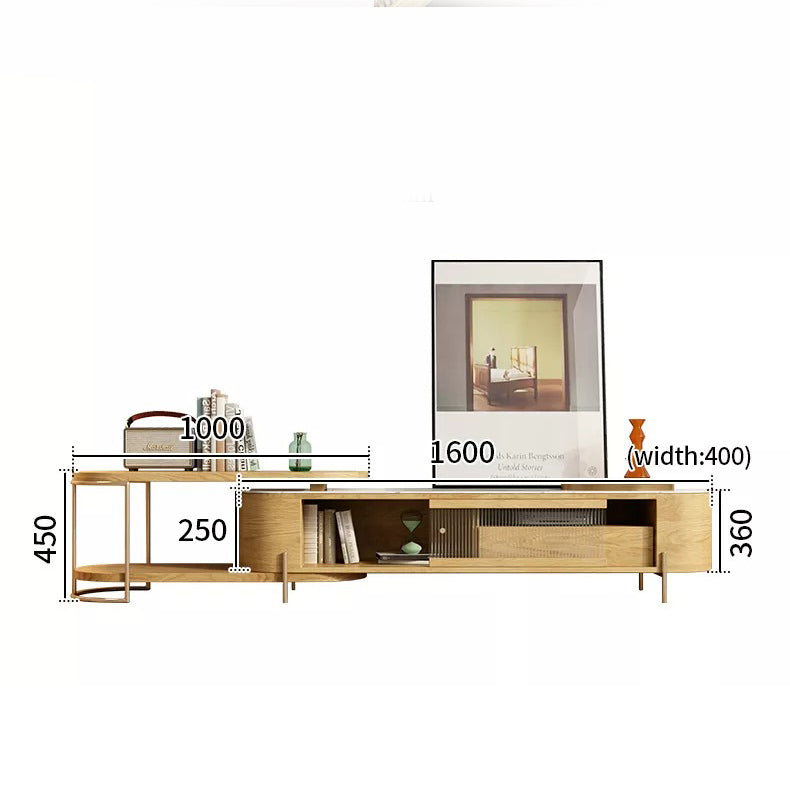 طاولة تلفاز بوحدة تخزين ودرج