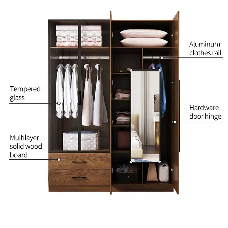 اشتري الان دولاب ملابس خشبي بباب زجاجي اونلاين | بيوت