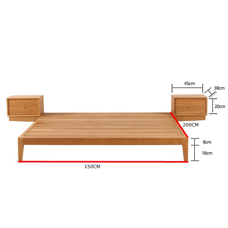 متاح الان سرير نوم اسكندنافي خشب مع 2 كومودينو | بيوت