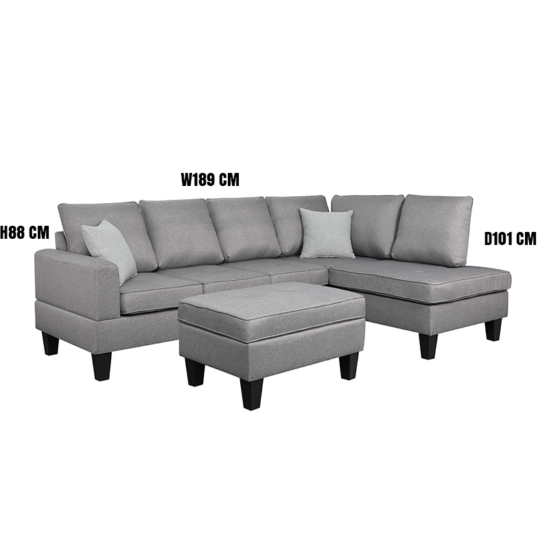 اريكه علي شكل حرف L من القماش و الخشب