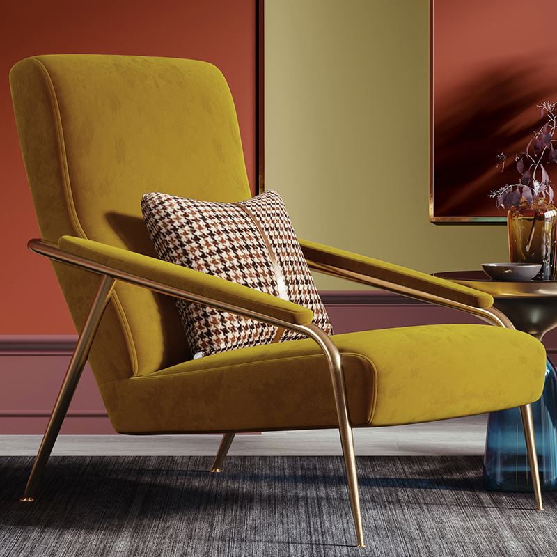 كرسي صالة مخملي بأرجل معدنيه