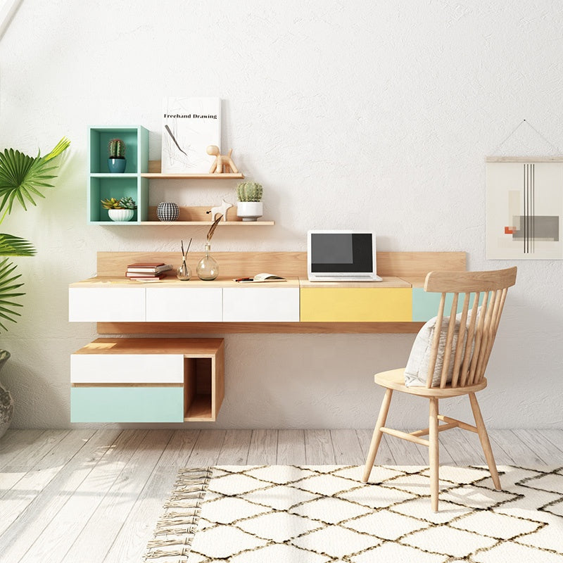 تسريحة تعليق بالحائط خشبي بوحدات وادراج تخزين فاخرة | بيوت