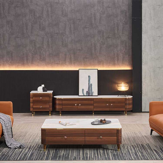 طقم طاولات من طاولة قهوة وطاولة جانبية وطاولة تلفزيون | بيوت