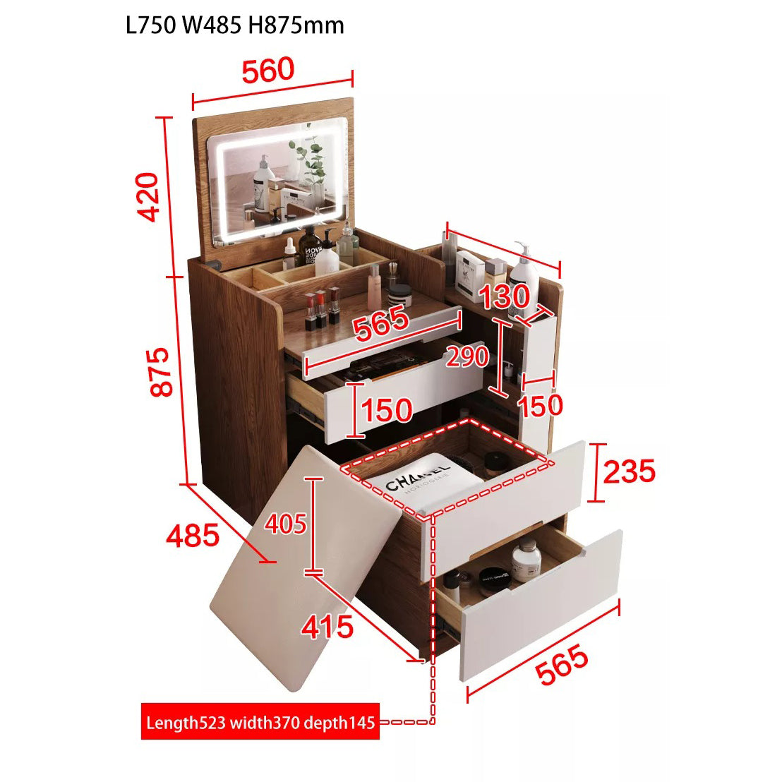 تصفح الان تسريحة ذكية مع مرايا وكرسي مزدوجه اونلاين | بيوت