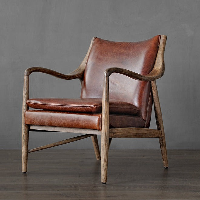تصفح الأن كرسي استرخاء تصميم خشبي وجلد اونلاين | بيوت