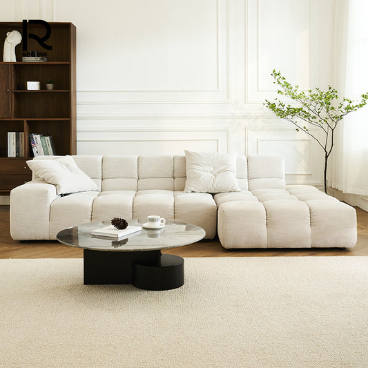 تسوق الان كنب بزاويه من الخشب والقماش باللون الأبيض اونلاين | بيوت