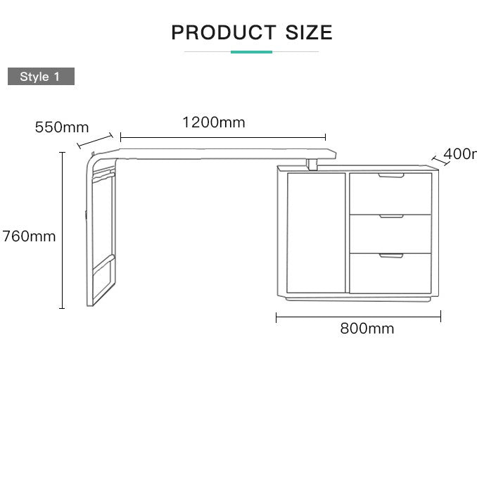 مكتب كمبيوتر باللون الأبيض بادرج