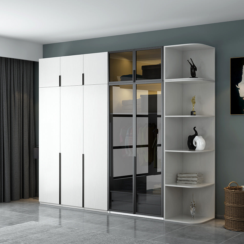 تسوق الان دولاب ملابس من الزجاج والخشب مع ارفف للديكور | بيوت