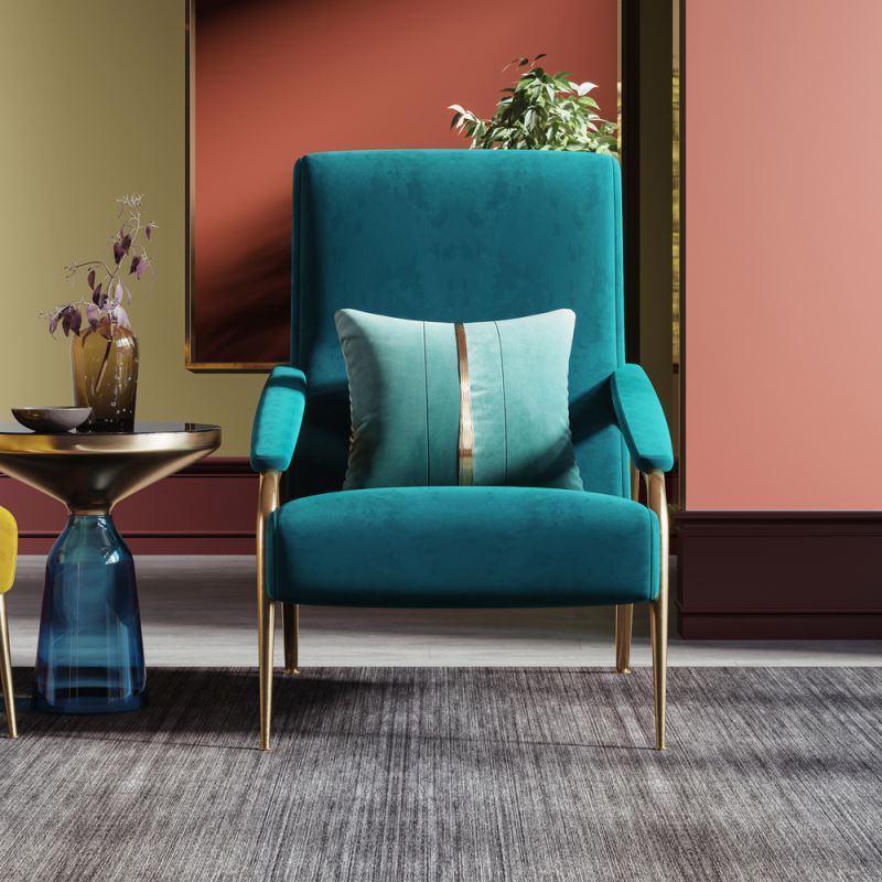 كرسي صالة مخملي بأرجل معدنيه