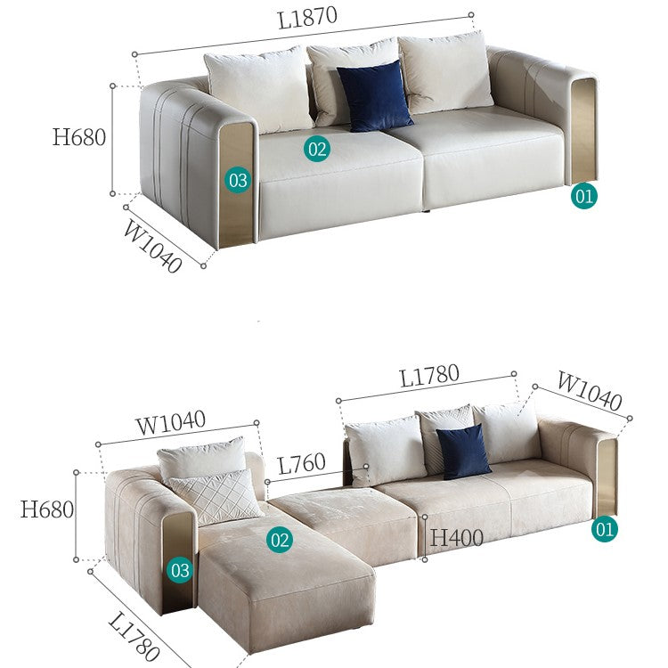 أريكة تصميم جلدي فاخر باللون الكاكي اونلاين من منصة | بيوت