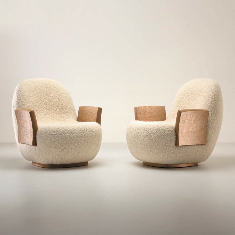 تصفح الأن كرسي استرخاء صوف بمسند خشبي اونلاين | بيوت