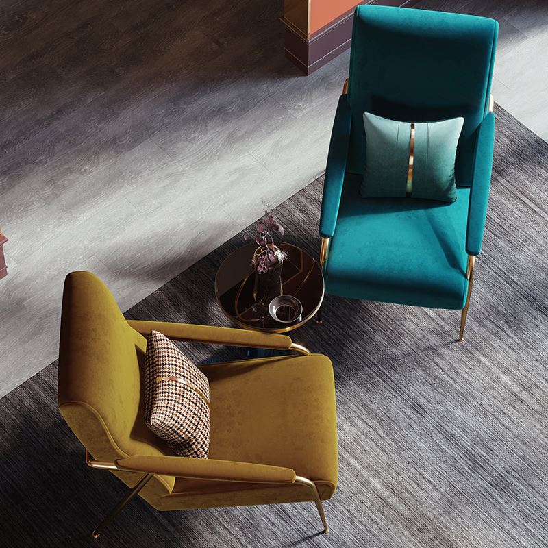 كرسي صالة مخملي بأرجل معدنيه