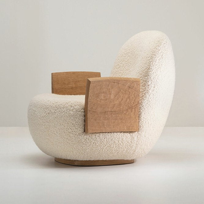 تصفح الأن كرسي استرخاء صوف بمسند خشبي اونلاين | بيوت