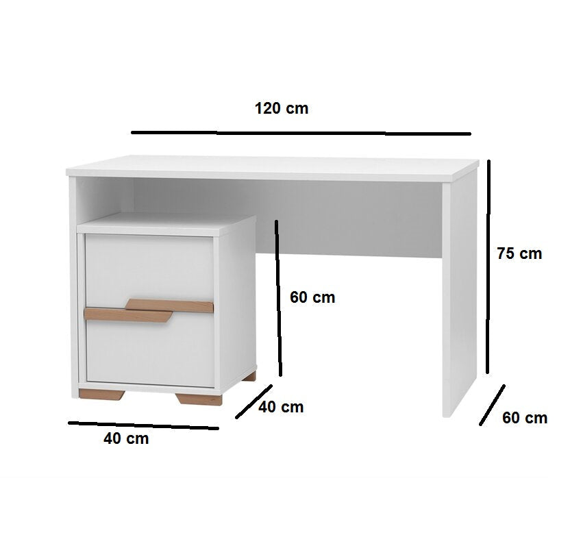 مكتب مع وحدة ادراج ابيض فاخر