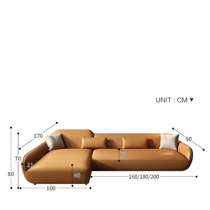 اريكة جلدية فاخرة بتصميم ايطالي على شكل حرف ال