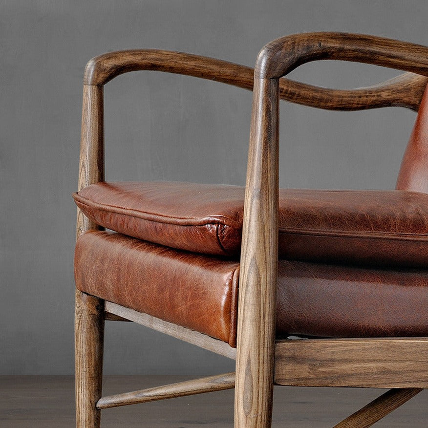 تصفح الأن كرسي استرخاء تصميم خشبي وجلد اونلاين | بيوت