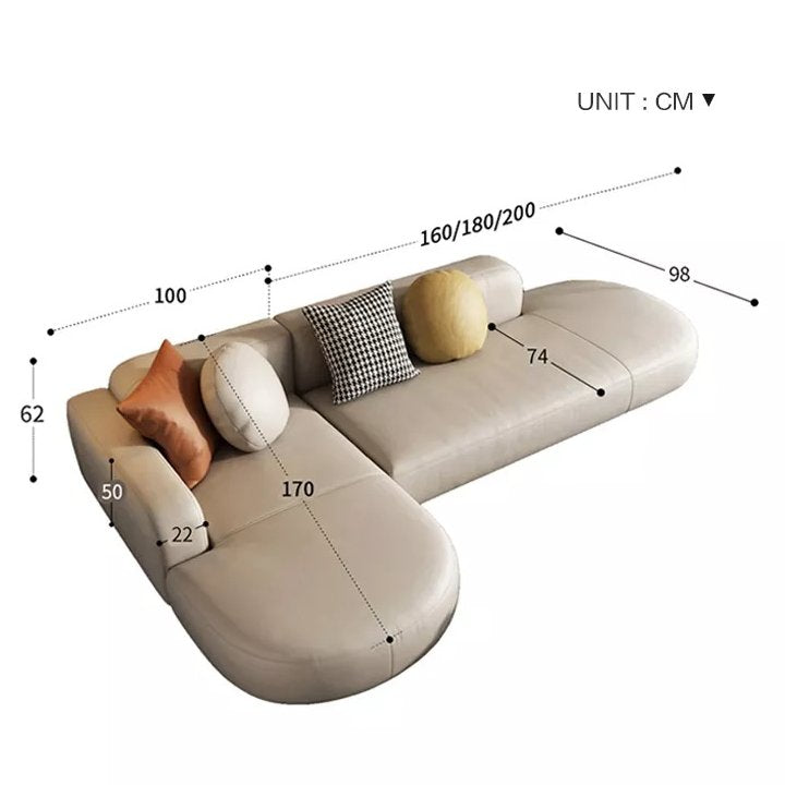 أريكة فاخرة حرف ال بتصميم منحنى