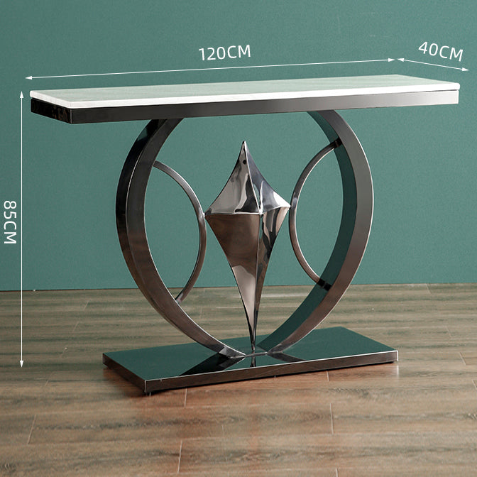 تسوق الان طاولة كونسول فضي بسطح رخامي ابيض اونلاين | بيوت