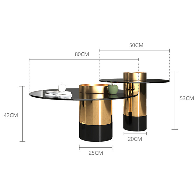 طاولتان قهوة بتصميم عصري وسطح زجاجي لامع