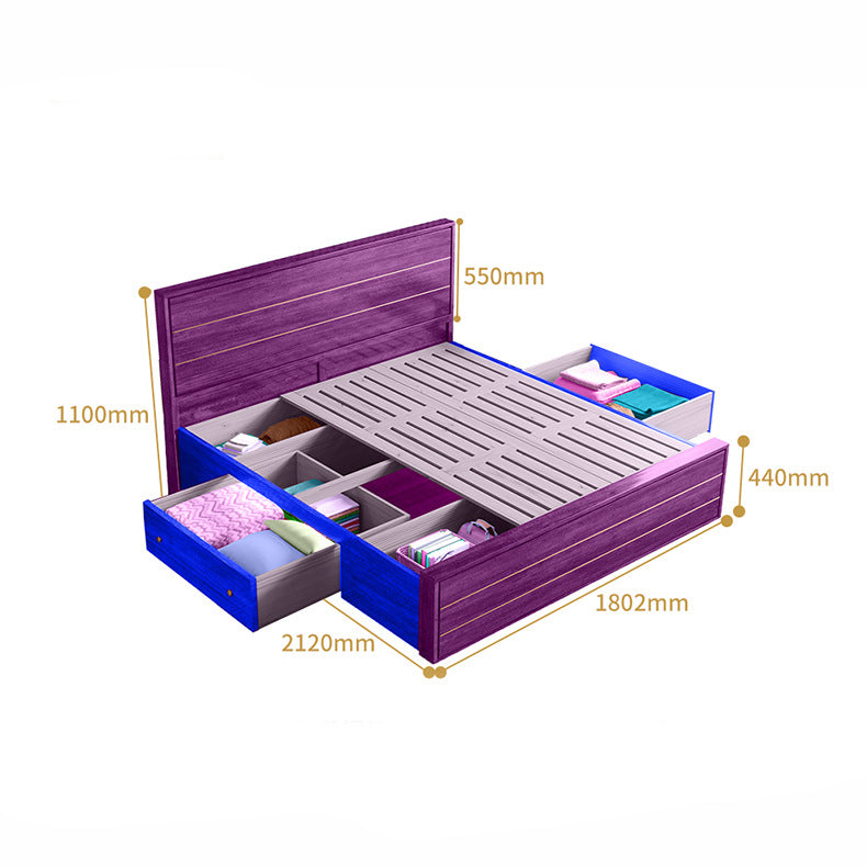 تسوق الان سرير نوم خشبي بأدراج تخزينة سفلية اونلاين | بيوت