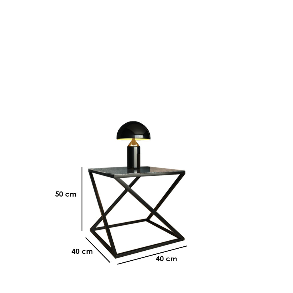 طاولة جانبية معدن بسطح من خشب طبيعي