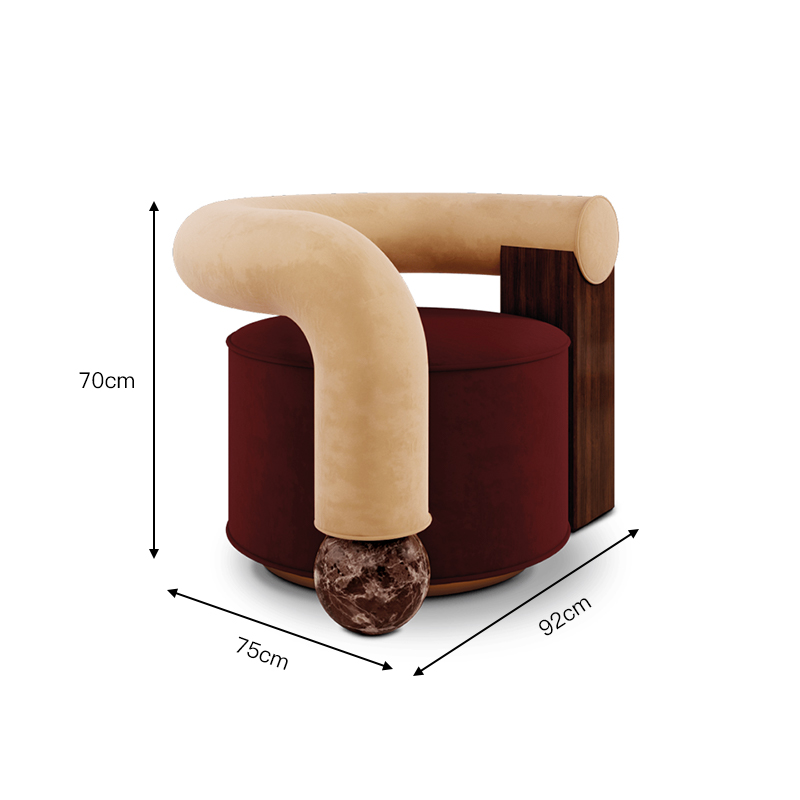تسوق الان كرسي مفرد من خشب الزان والقماش مخملي من موقع | بيوت