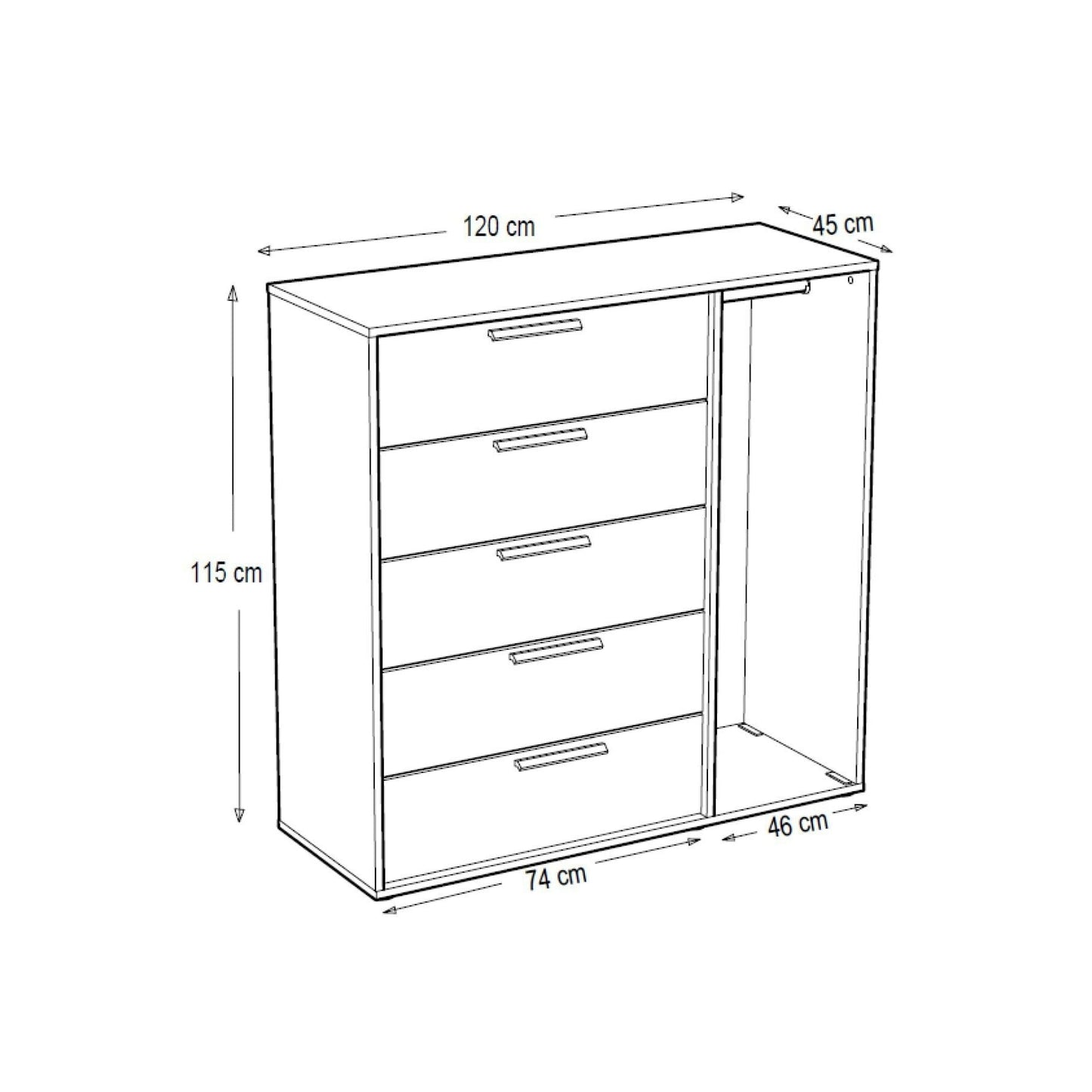 اشتري الان وحدة أدراج مع علاقة ملابس تصميم مودرن | بيوت