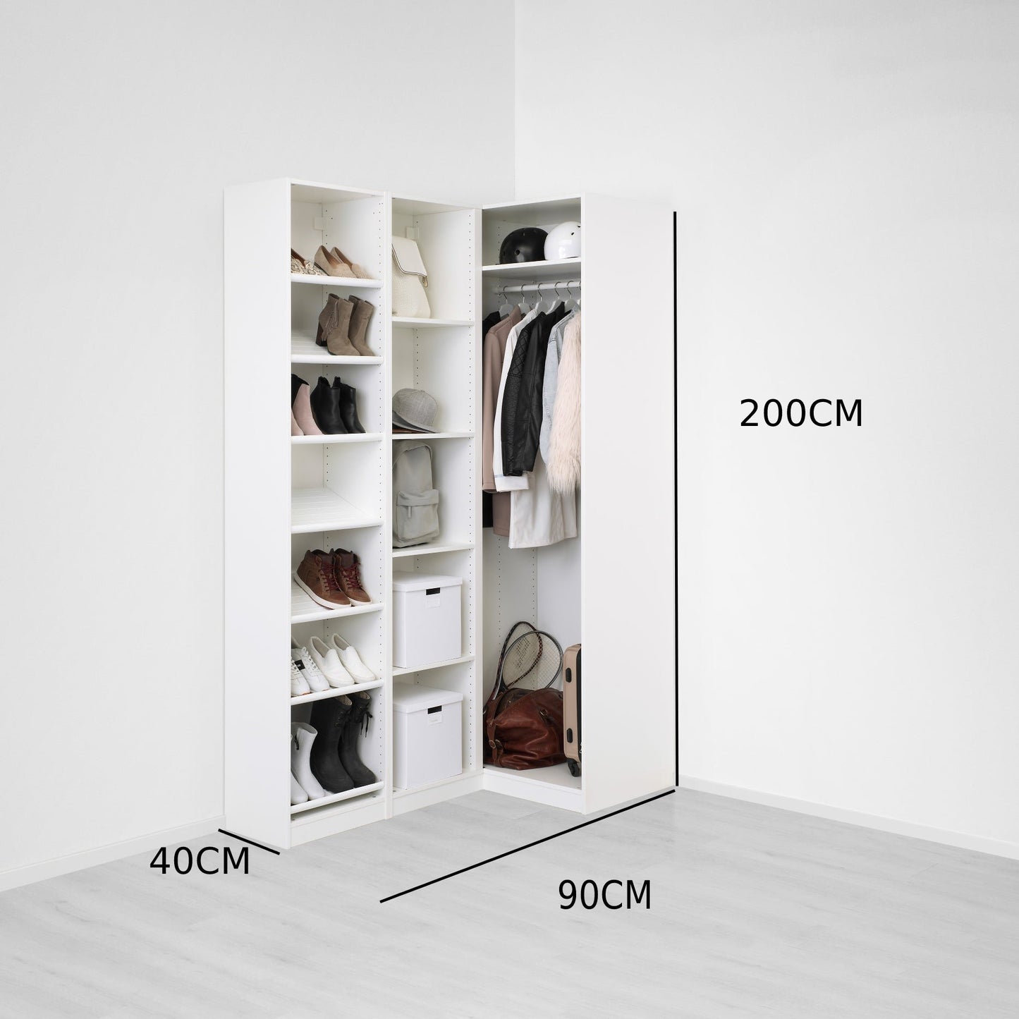 دولاب زاوية ابيض متعددة الارفف