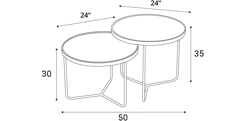 تسوق الان طاولتين خدمة جانبيتين باللون الأبيض والأسود | بيوت