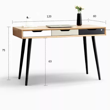 مكتب خشبي بارجل خشبي سوداء