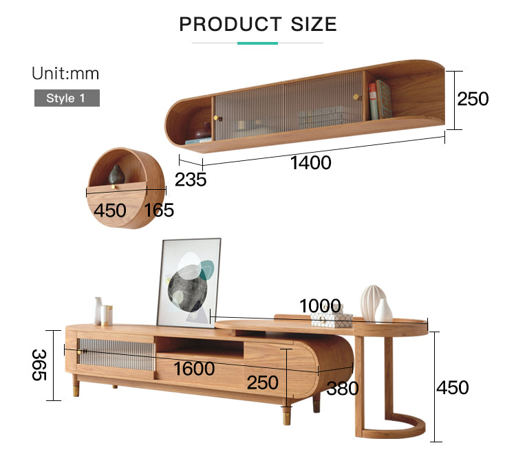 طاولة تلفاز بارفف و خزينة معلقه عصري