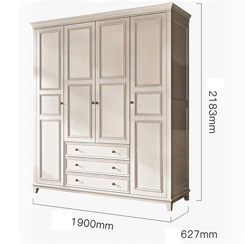 اشتري الان دولاب ملابس خشبي باللون الابيض كلاسيكي | بيوت